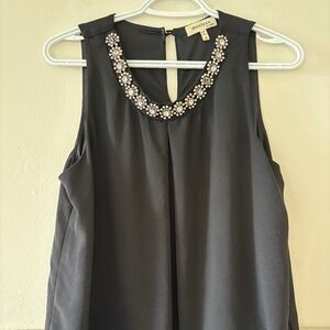 Ladies Monteau Medium black sleeveless blouse rhinestone details whimsigoth glam